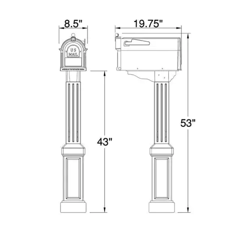 White Mailbox and Post Kit, Easy Assembly with Common Tools Durable Craftsman