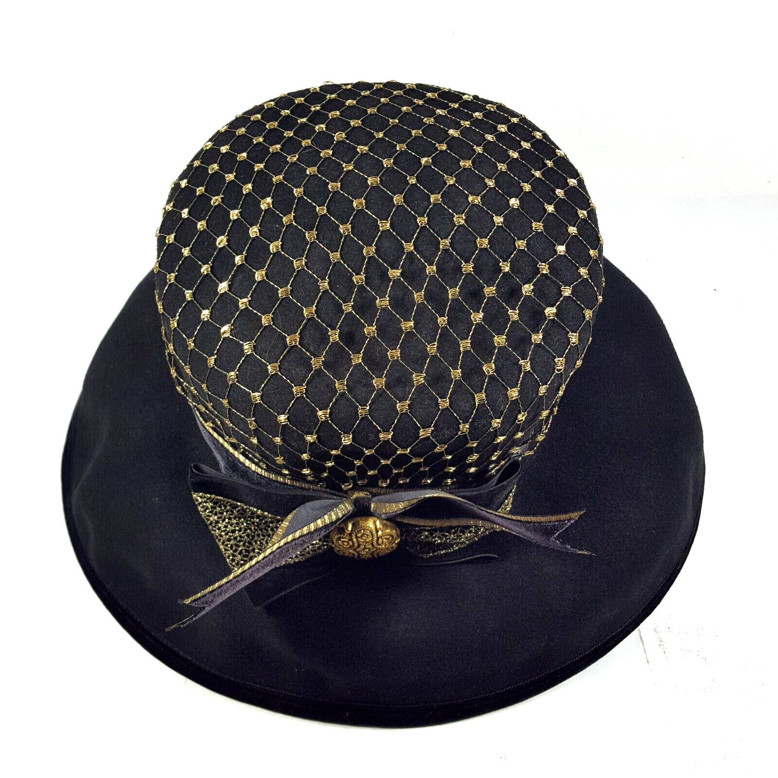 Vintage Bollman Women's Hat Bucket Irish Country Black Wool Felt