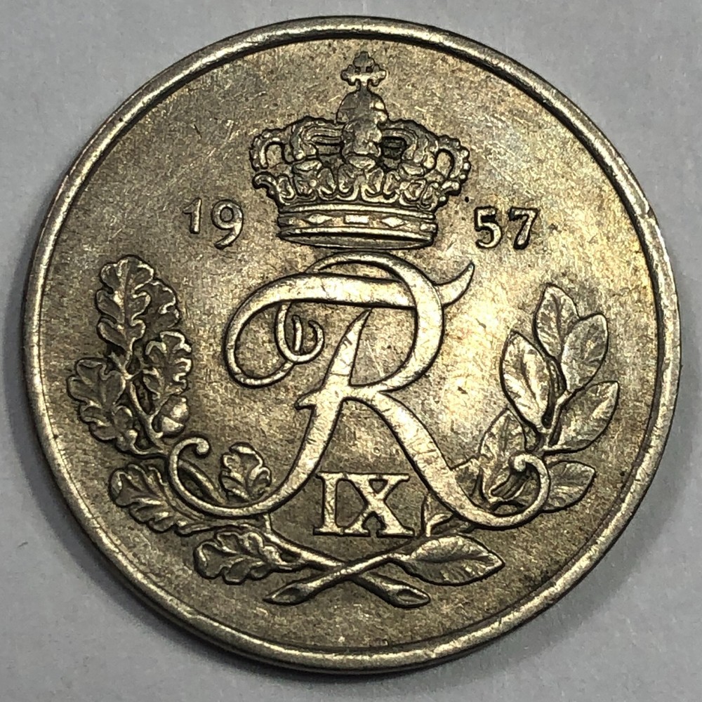1957  Denmark Twenty Five Ore Foreign Coin #2333