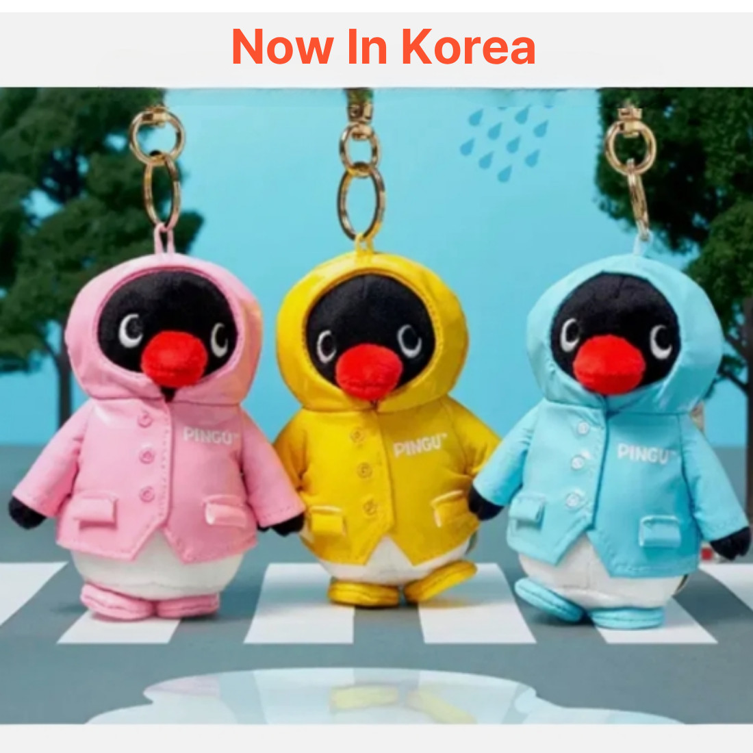Pingu Raincoat Penguin Plush Doll Keychain Keyring 10cm CGV Korea Limited Ed.