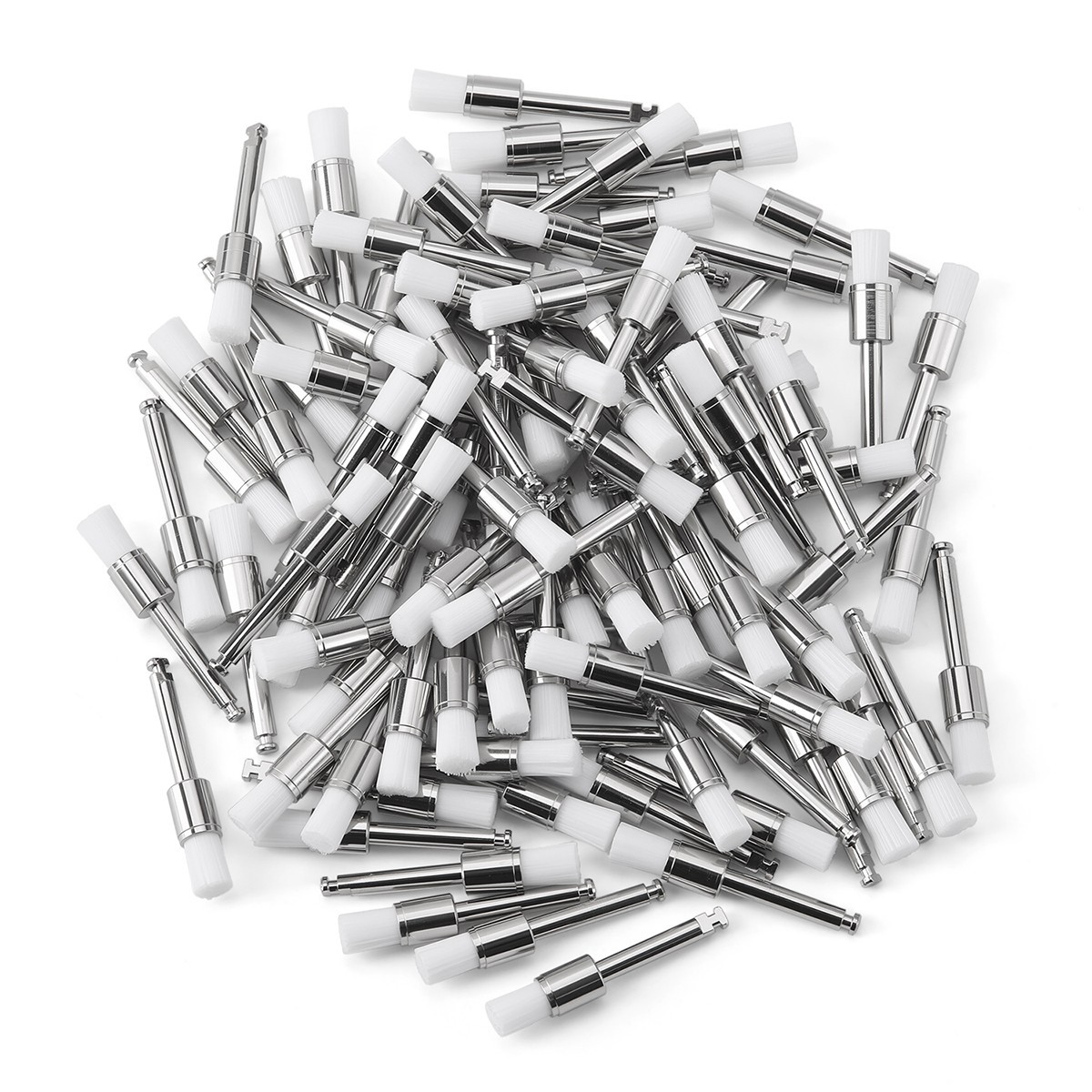 100pcs White Dental Lab Nylon Latch Flat Tapered Polishing Polisher Brushes