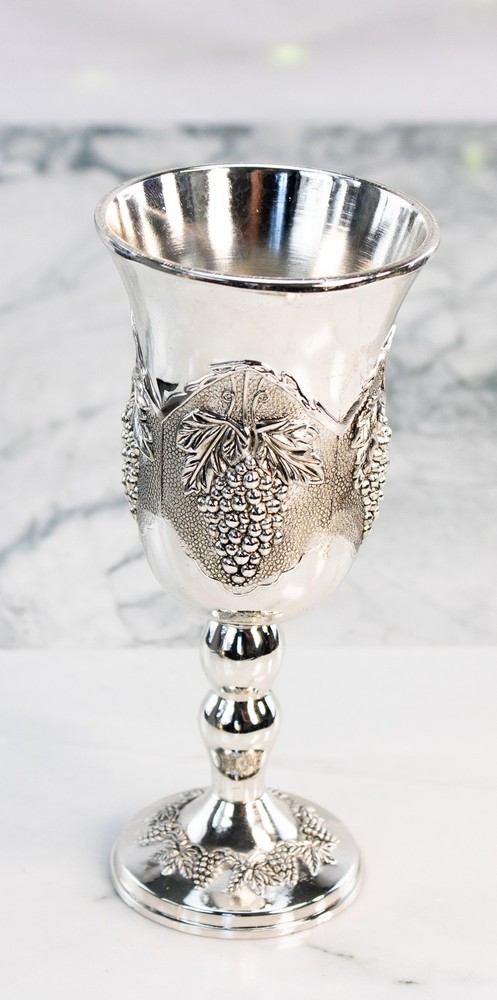 Silverplate Teapot and Grape Goblet Set Elegant Barware