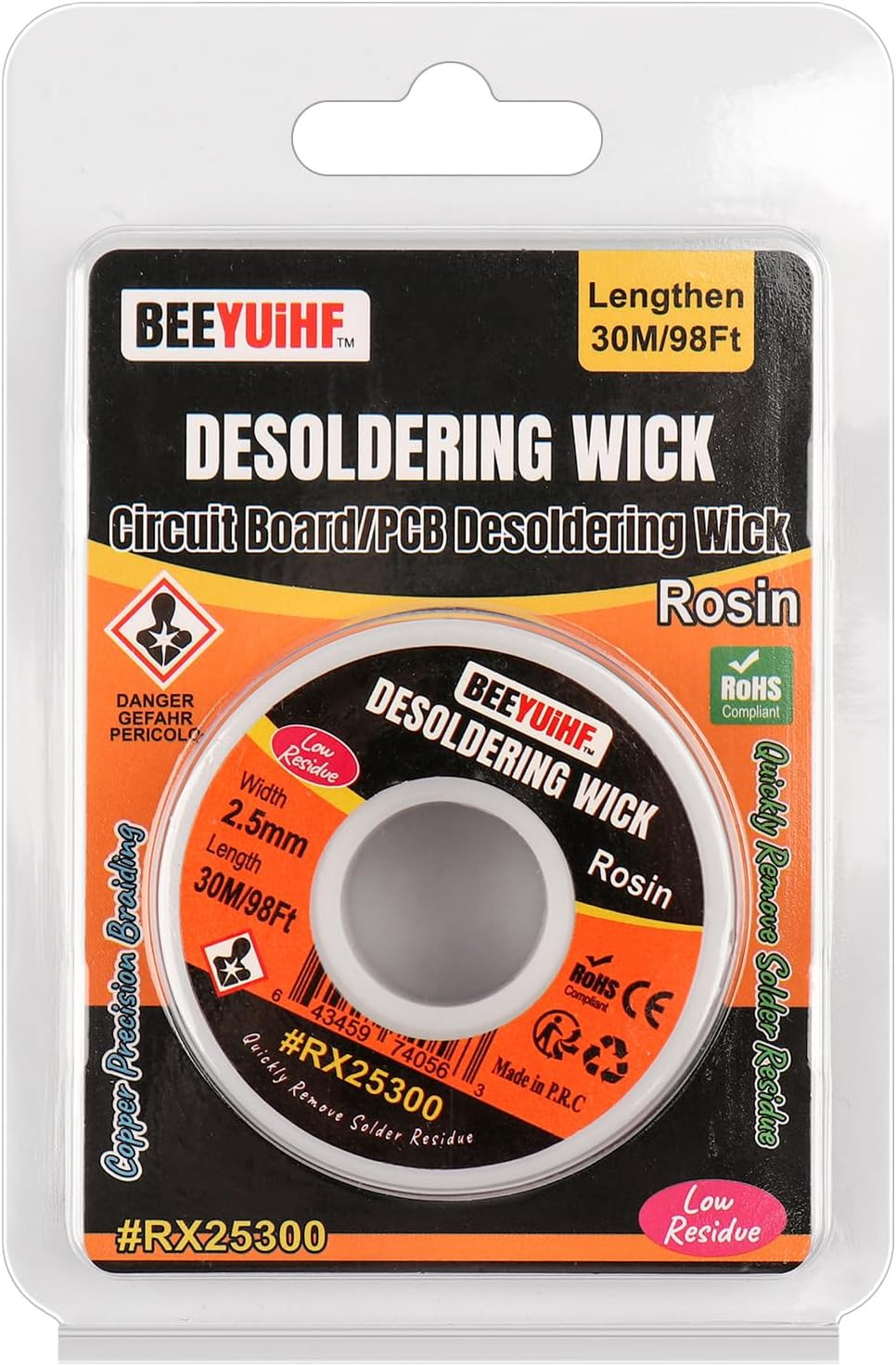 Desoldering Wick Braid 30M - 98ft Length 2.5mm Width Solder Wick Braid with F...