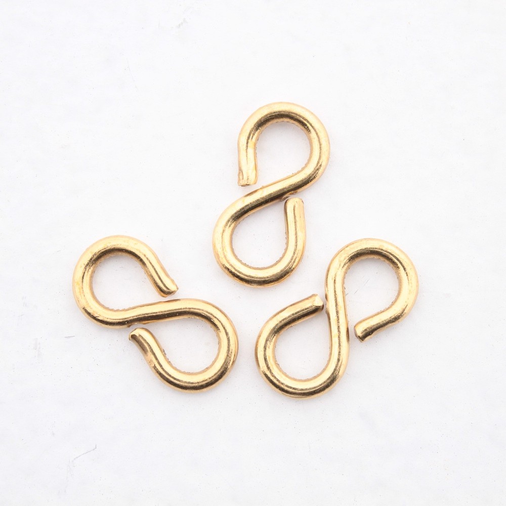 National N121-491 Solid Brass Ceiling Hanging 7/8" Closed S-Hooks V2073 3pcs