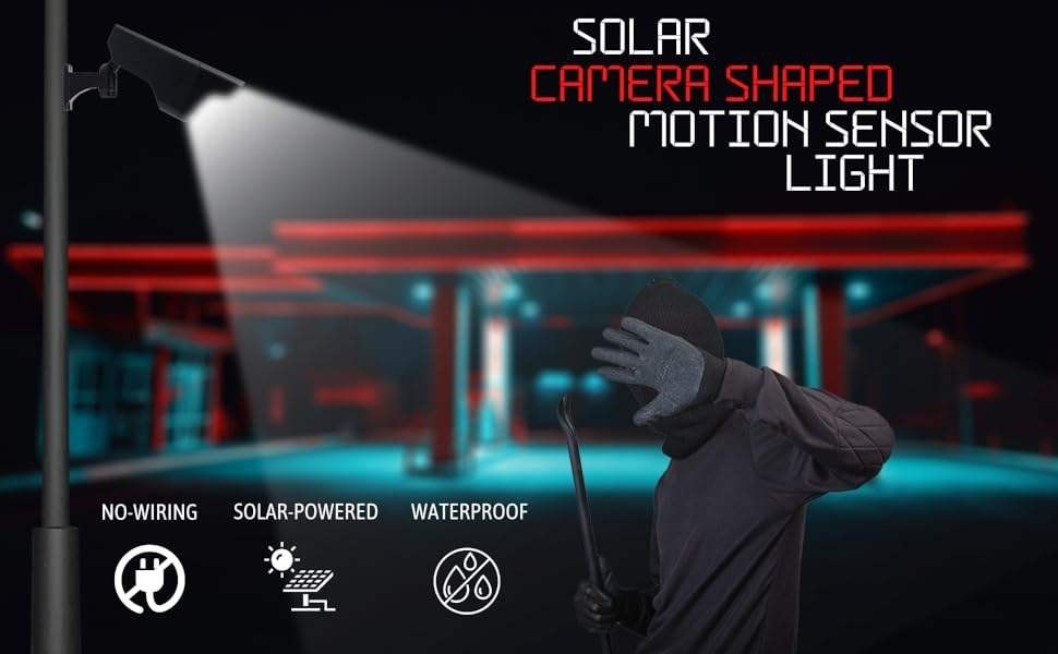 Outdoor Home Security Alarm LED Flash Light Solar PIR Motion Sensor Camera Shape