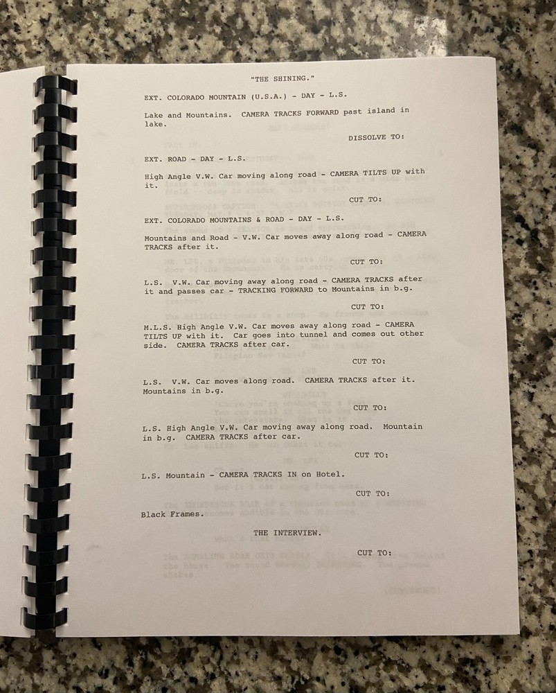 The Shining Horror Movie Script Reprint Full Screenplay Script