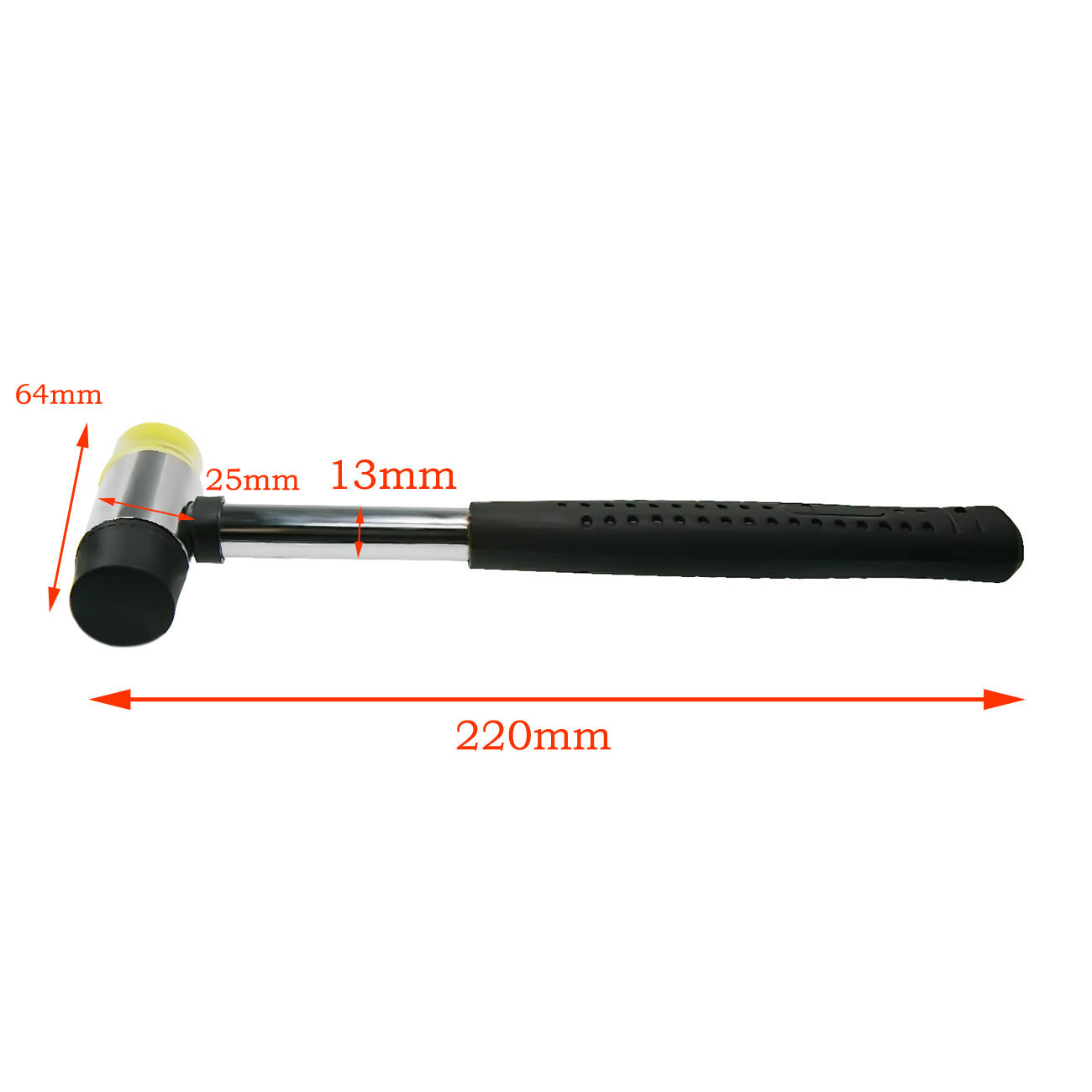 2-Way 25mm Mini Small Rubber And Nylon Head Face Mallet Hammer Handle Shaft