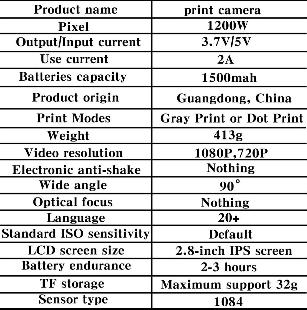 Instant Camera with 3 PrintPaper,2.8Inch LCD Screen DigitalCamera,Rechargeable