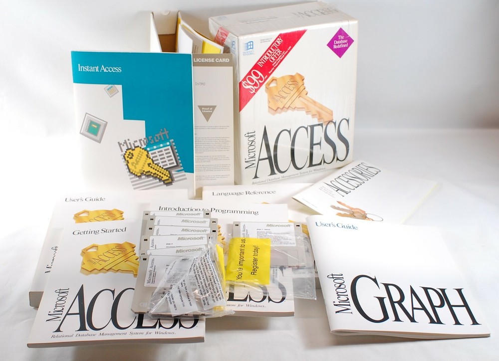 Vintage Microsoft Access v1.0 DBMS Software for Windows - Boxed with all disks