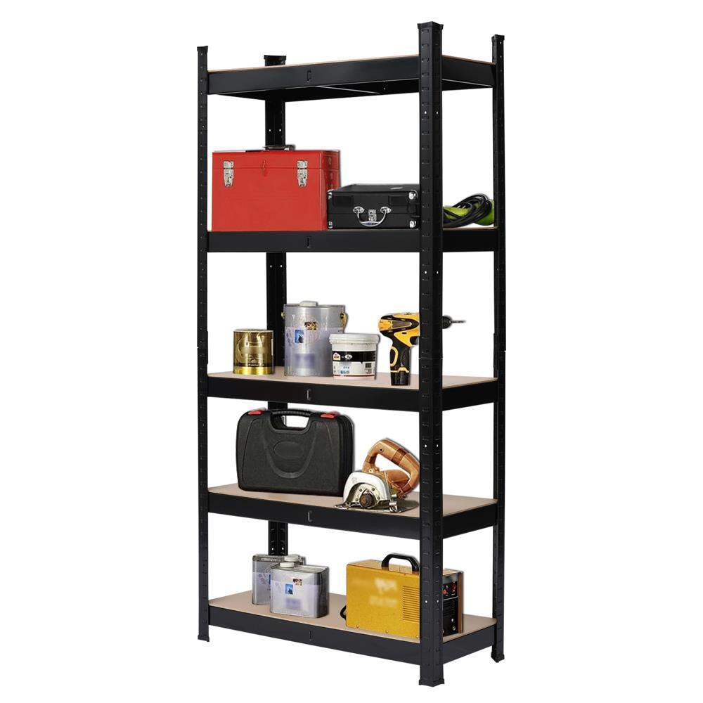 2x 5 Tier Heavy Duty Boltless Metal Shelving Shelves Storage Shelf Garage Black