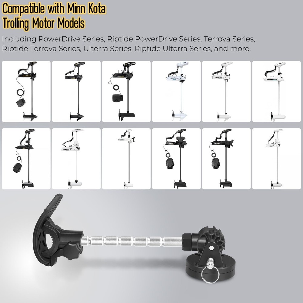 For Minn Kota Terrova, Riptide Electric Steer Trolling Motor Stabilizer Mount