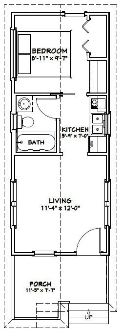 12x30 Tiny House -- 358 sq ft -- PDF Floor Plan -- Model 1A