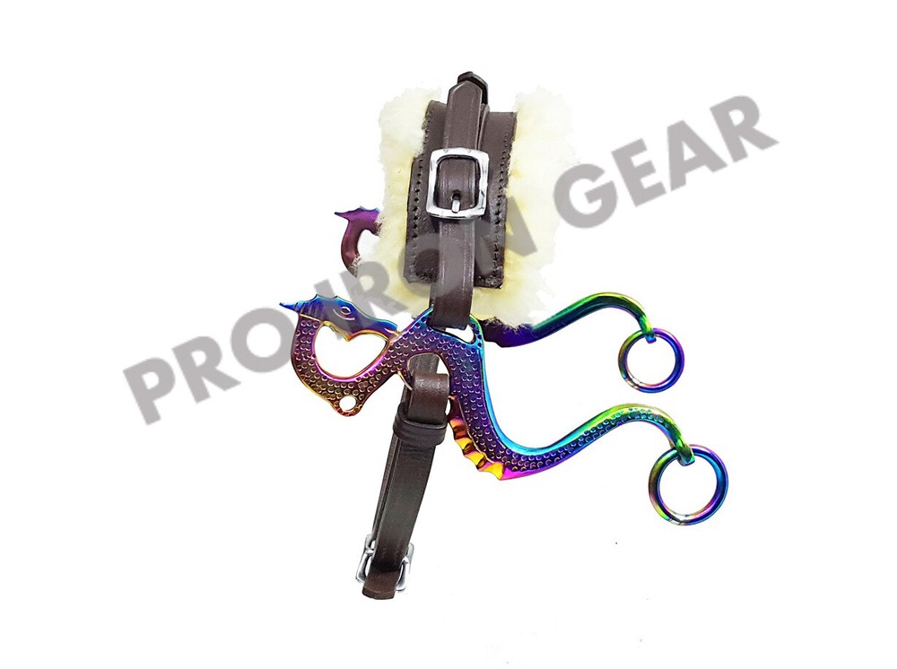 RAINBOW DRAGO Hackamore Bitless Horse Bit English Western  Leather (BROWN)