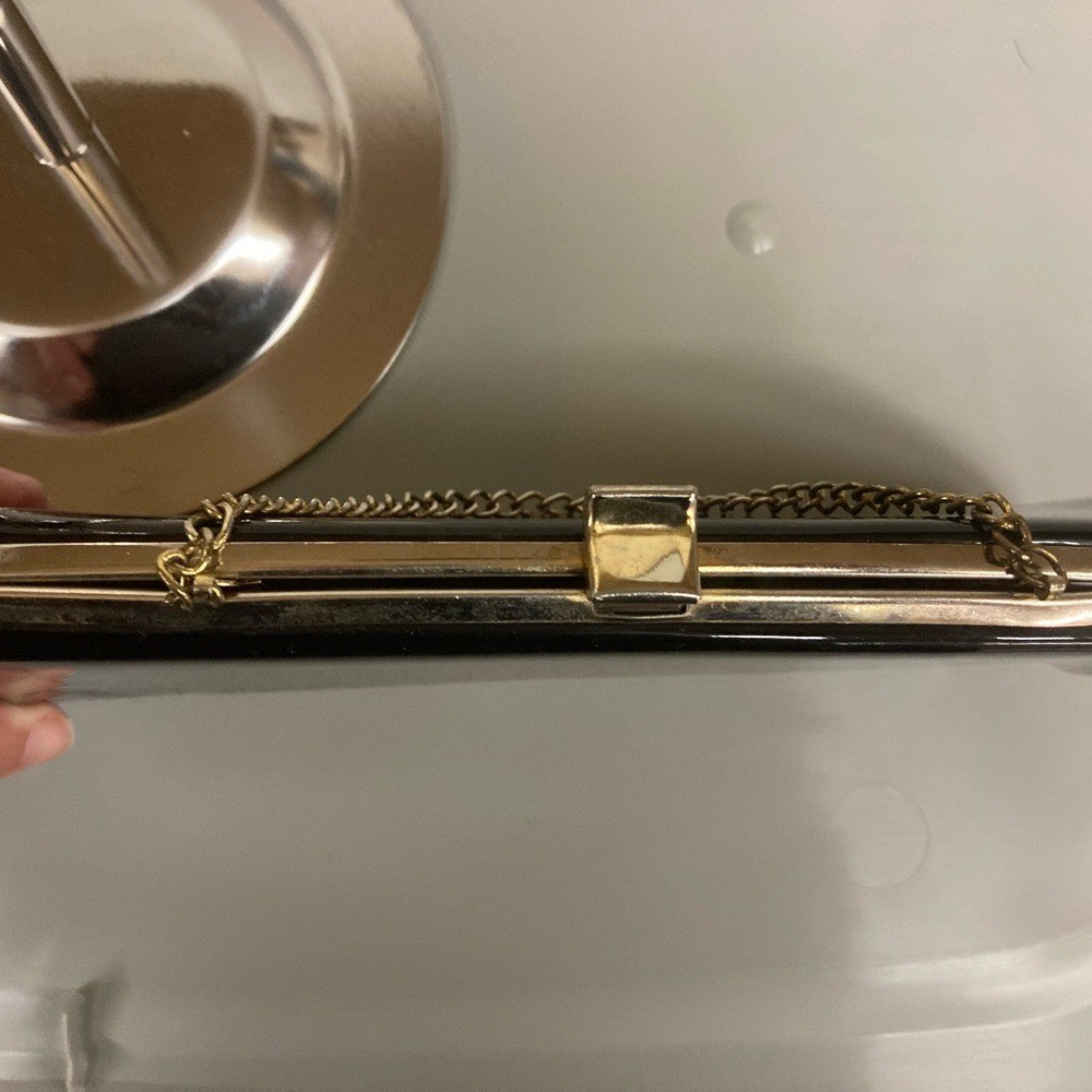 Chic Black Clutch with Gold Chain