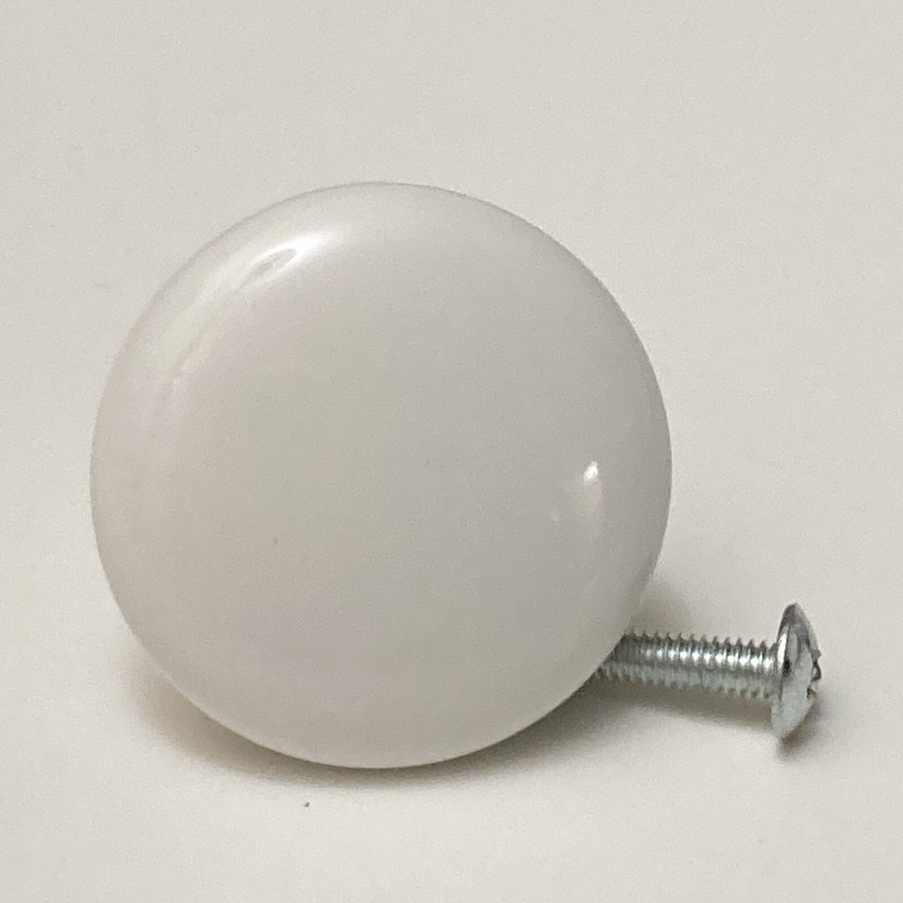 6 Pieces WHITE PORCELAIN Classic Cabinet Door Drawer Pulls Knobs 1.5" ROUND