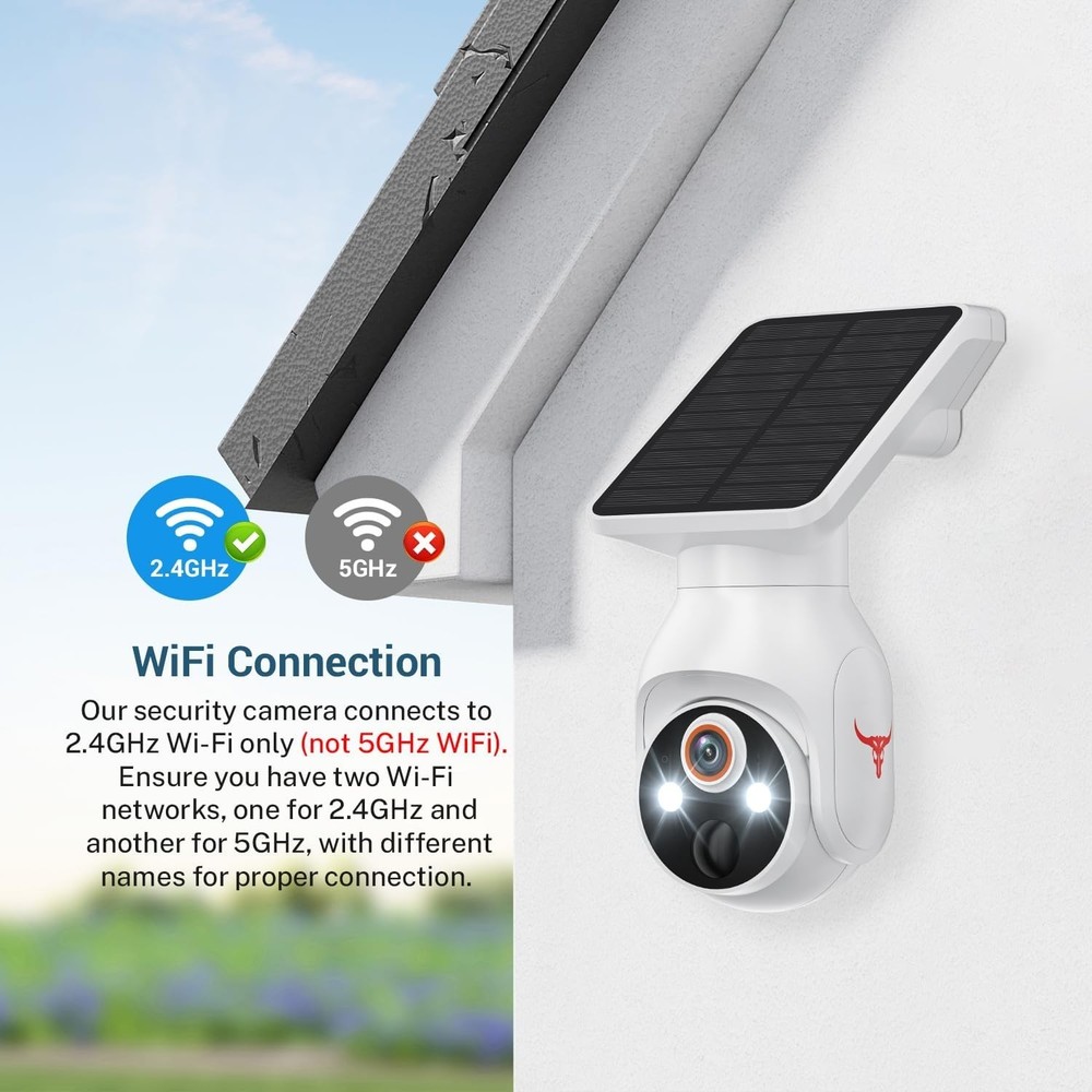 Solar Panel Powered Security Camera 1080p WiFi Camera with Night Vision Motion