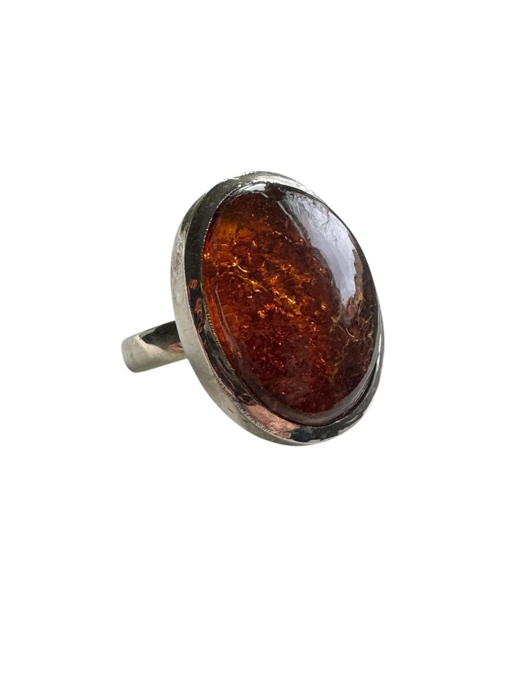 Baltic Amber Solid 925 Sterling Silver Ring 7.5
