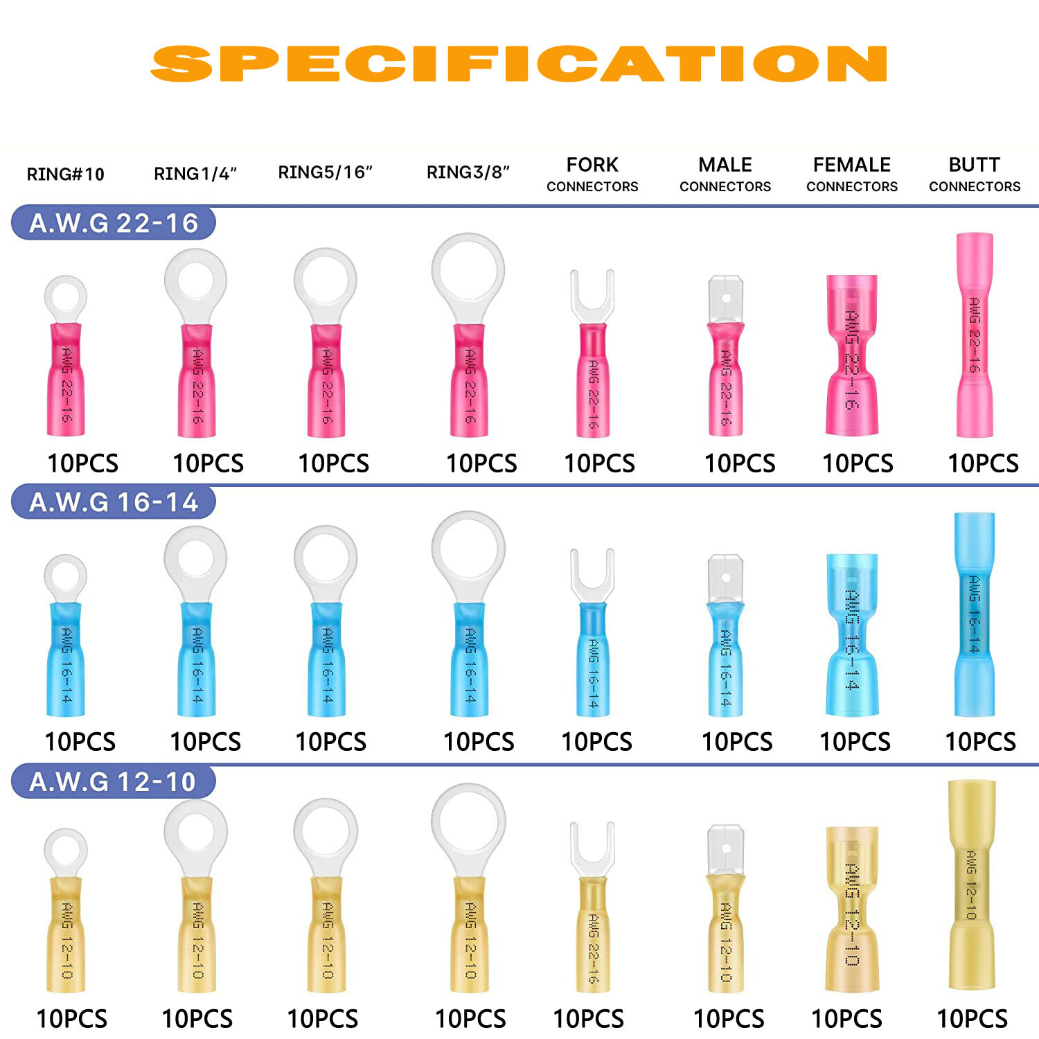 240pcs Waterproof Wire Connectors Heat Shrink Marine Automotive Terminals kit