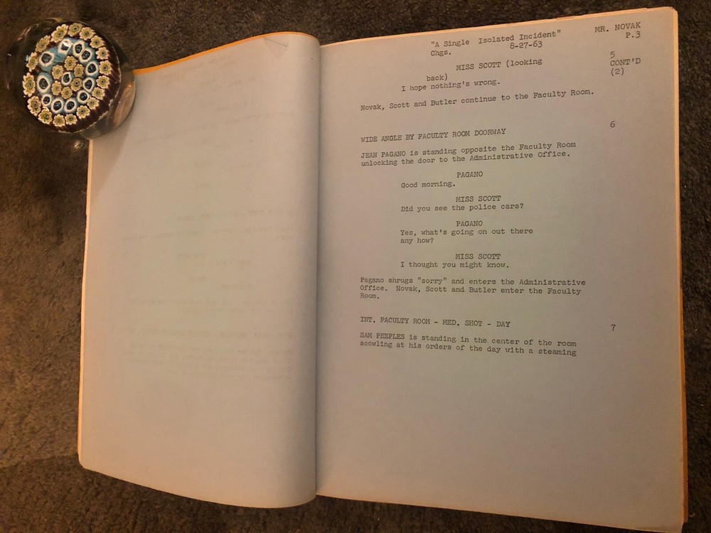 MR. NOVAK Vintage Script +Episode: A Single Isolated Incident