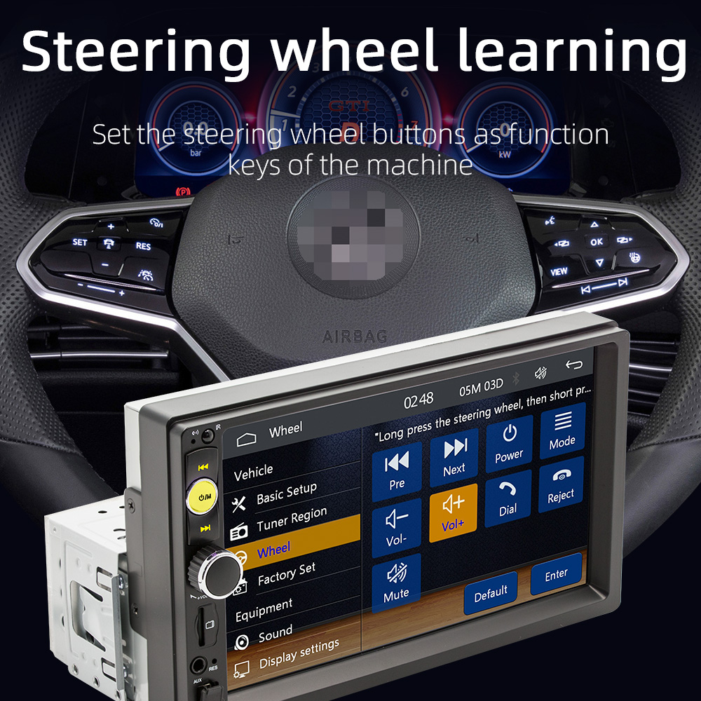 Single 1Din 7" Touch Screen Stereo Bluetooth Radio Car Apple/Android Carplay GPS