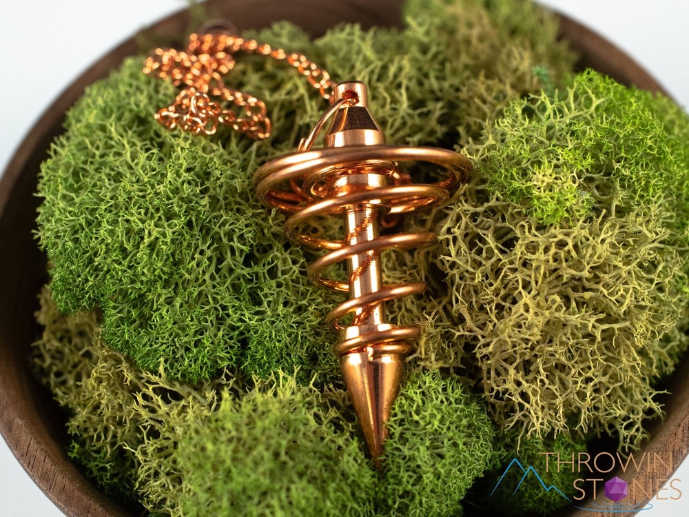 Spiral COPPER Pendulum - Divination, Metaphysical, Healing Crystals Stones E2055