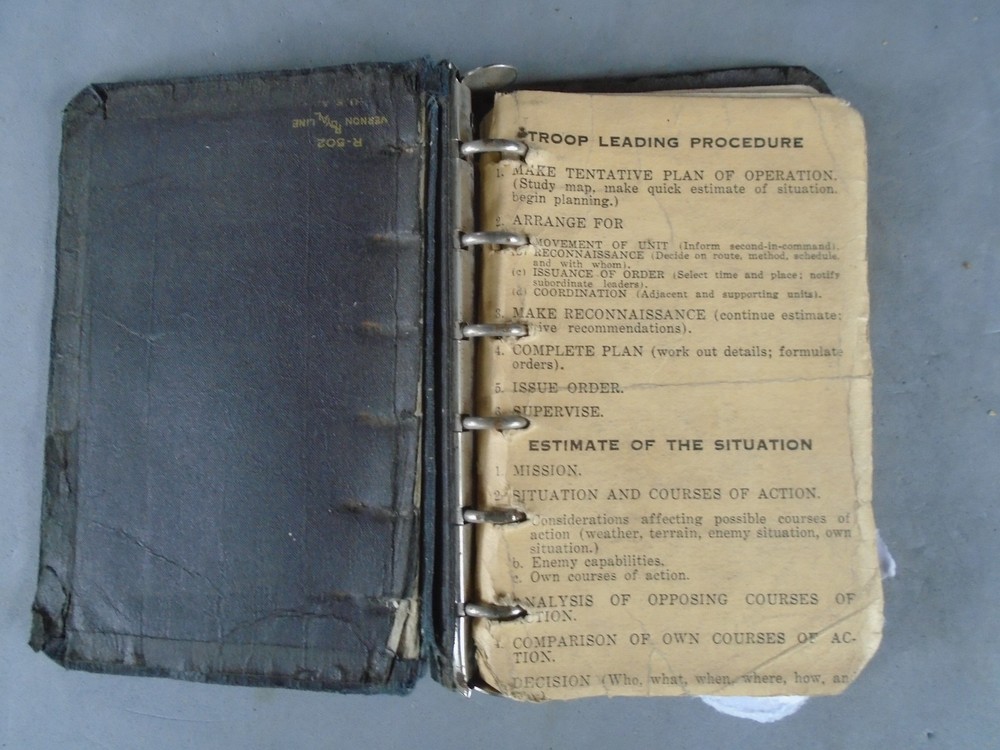 Soldier's personal notebook with some entries