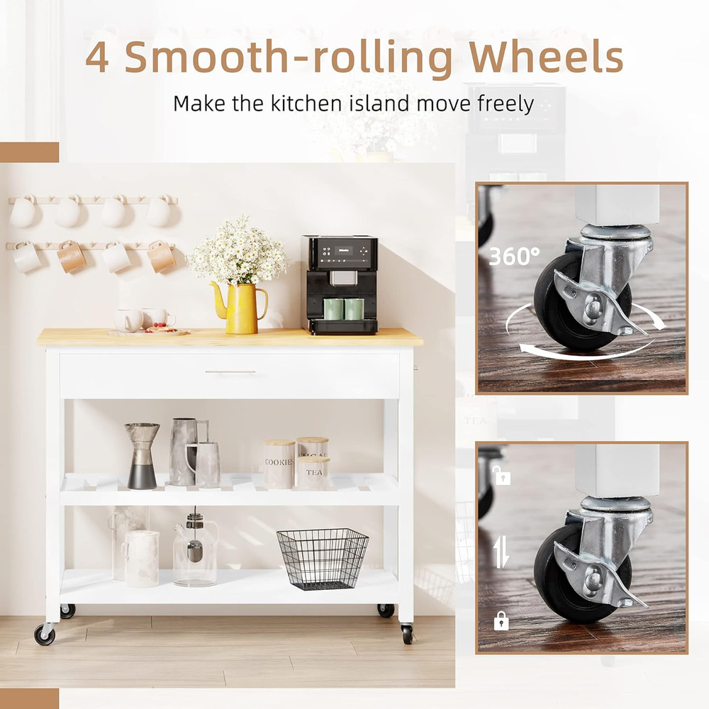 Kitchen Island Cart with Storage,Rolling Kitchen Island Side Table on Wheels wit
