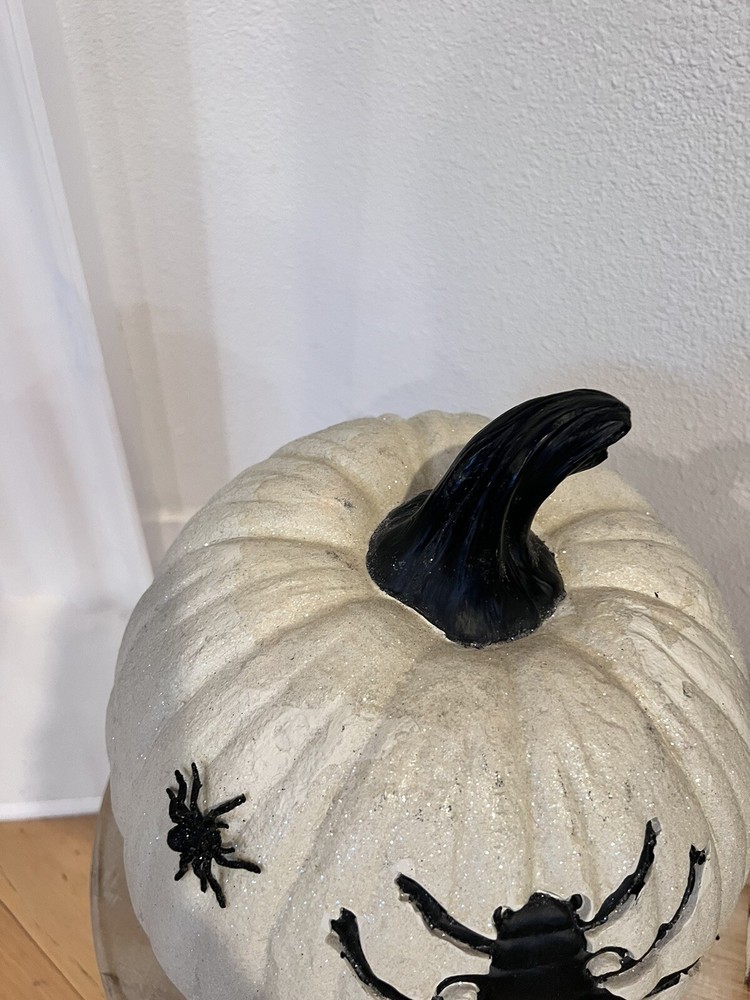 13” Spider Pumpkin - White Glitter