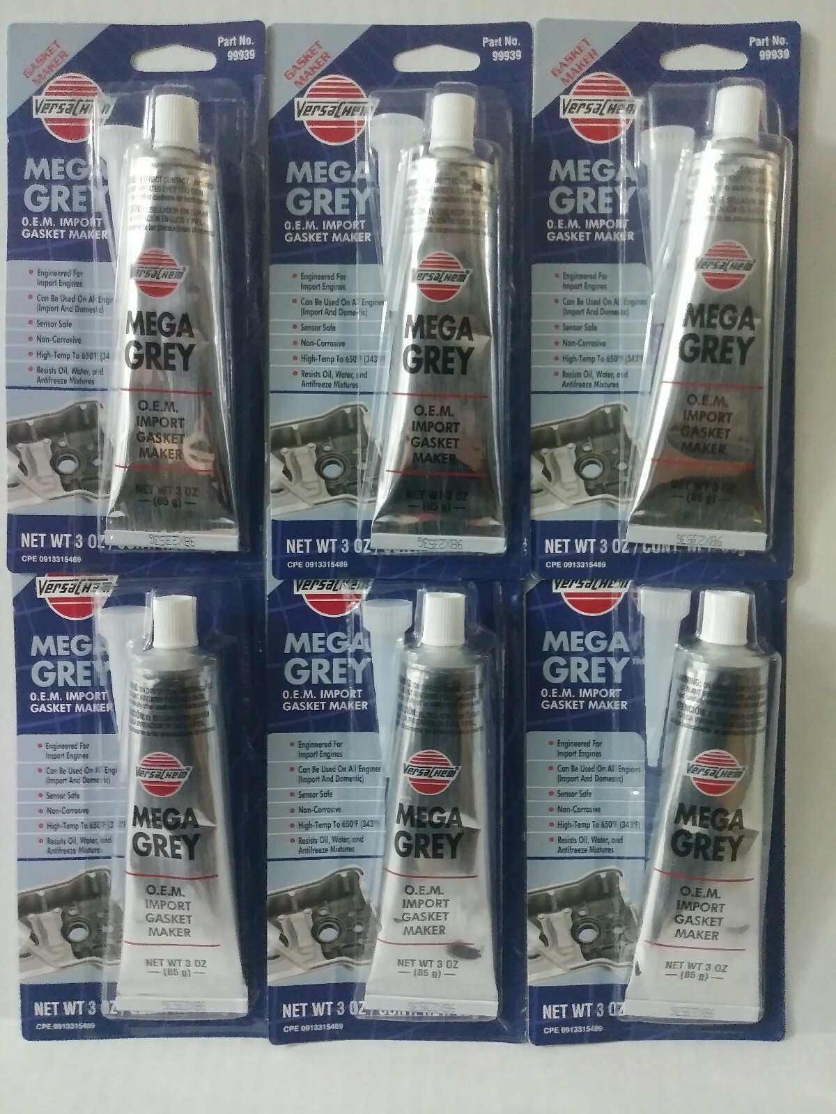 Gasket Maker 6 VersaChem 3 oz Mega Grey O.E.M Import Sensor Safe Silicone OEM