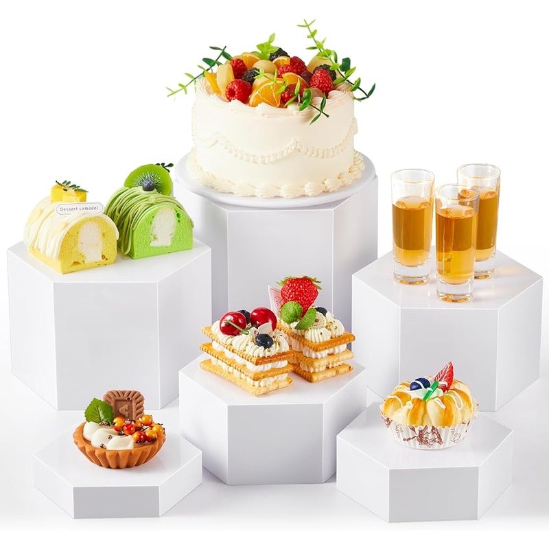 Acrylic Display Stands Clear Risers Buffet Table Multi-purpose Storage New