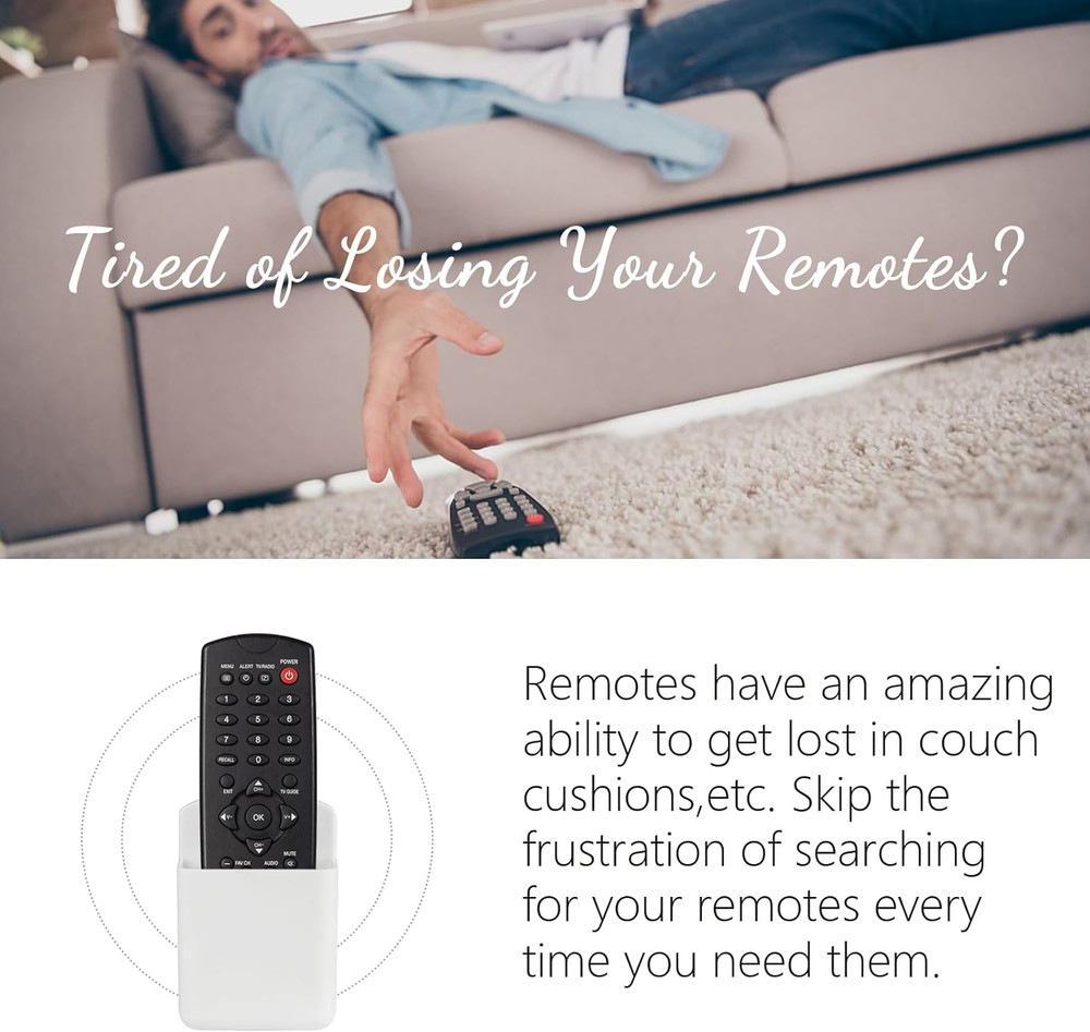 Remote Control Holder Wall Mount - 2 Pack Self-Adhesive Storage Solution (White)
