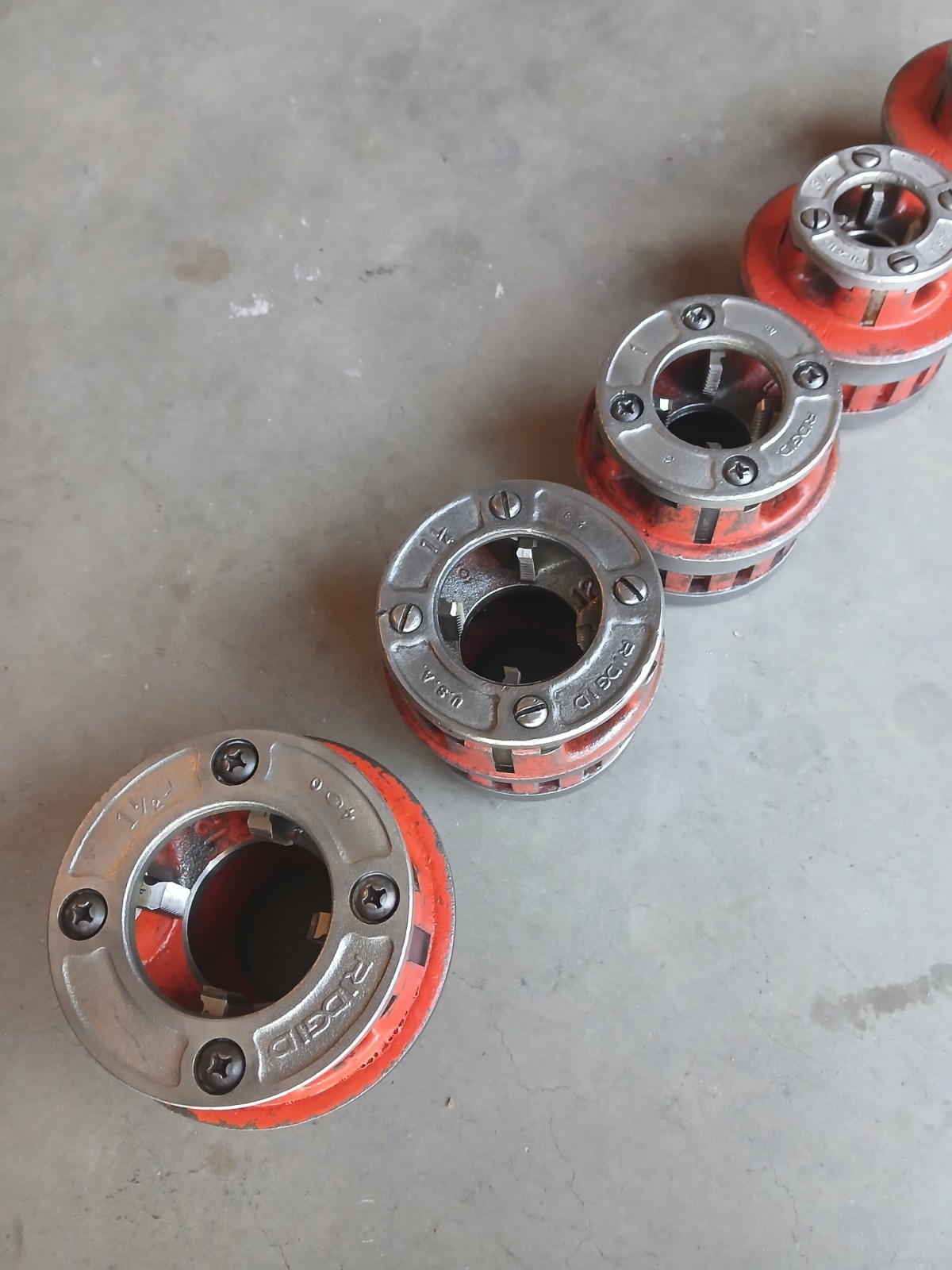 Ridgid 12-R Pipe Threader Die Head Set 12R Threading Dies 1/2" - 1 1/2"