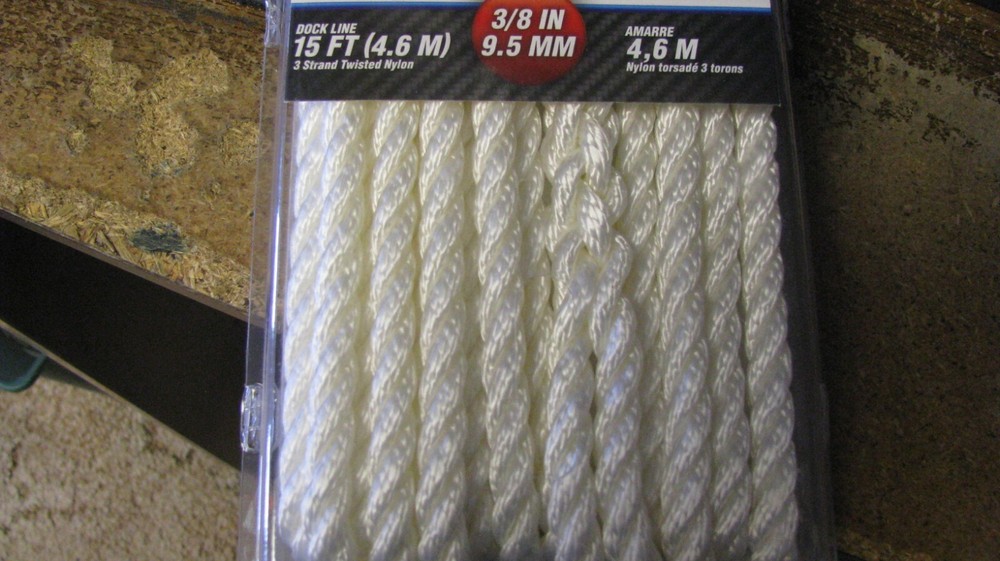 Dock Line, 15', 3/8", white, free shipping