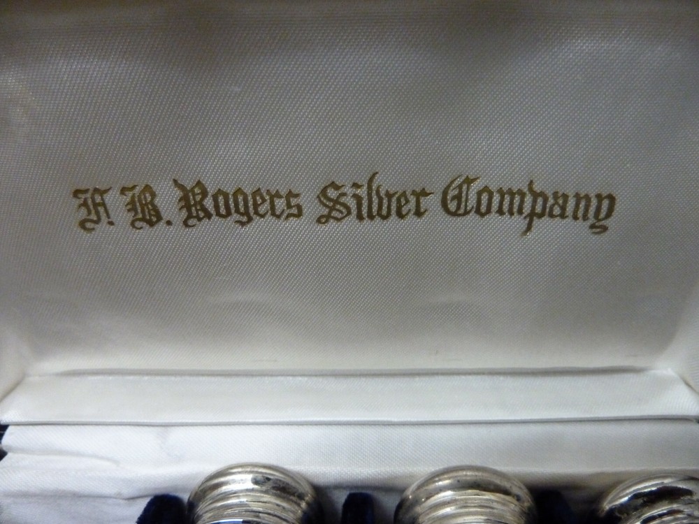 F B Rogers Silver Co Silverplate & Cobalt Blue Glass Salt & Pepper Shakers Japan