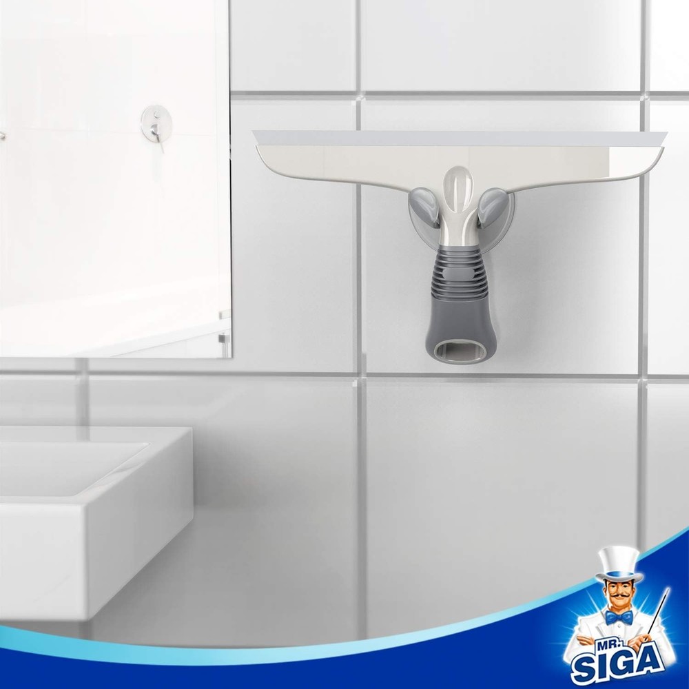 Multi-Purpose Silicon Squeegee, Suction Hook, 10 inch, White & Gray, 1 Pack