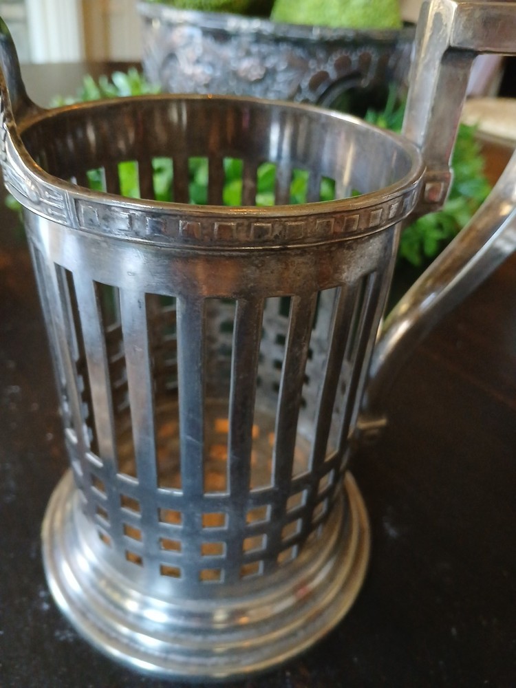 Heavy VINTAGE Silver Metal Ware CUP HOLDER 2 Pints