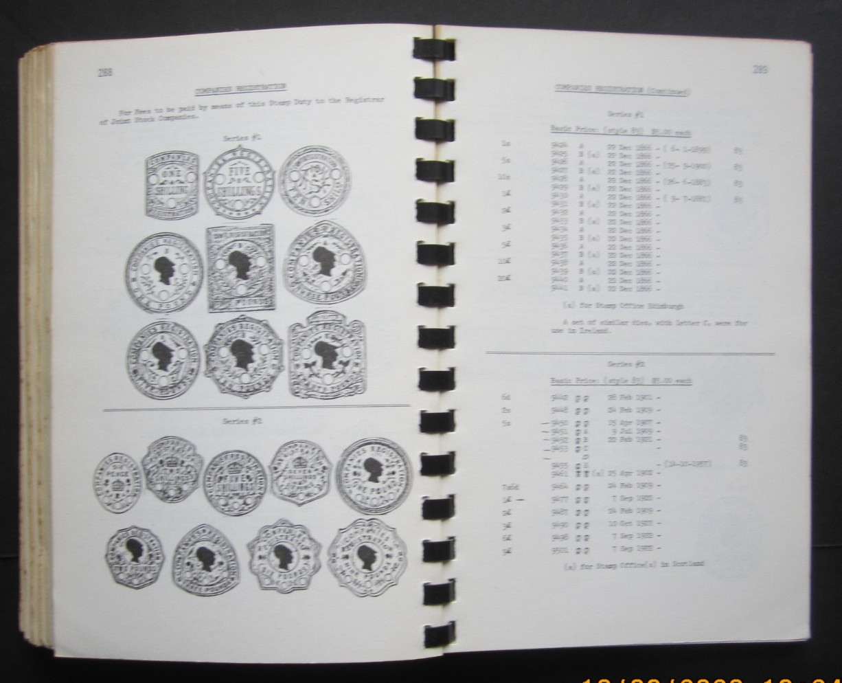 Impressed duty stamps of Great Britain. Fiscal Stamp Catalogue 1981. rare book