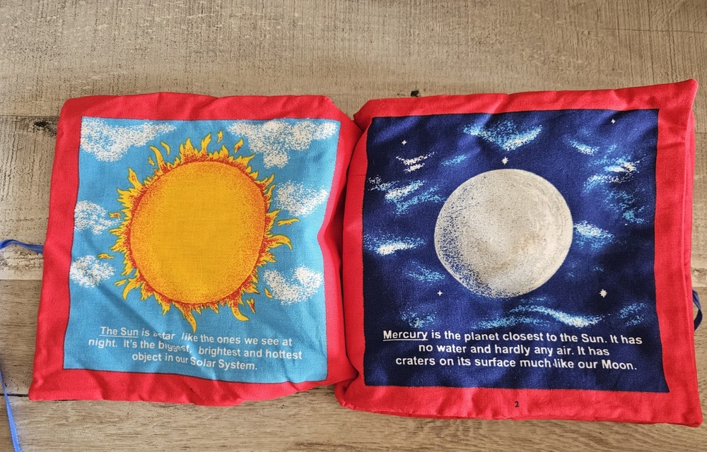 Exploring The Solar System Outer Space Fabric Panel Quilted Book Educational G20