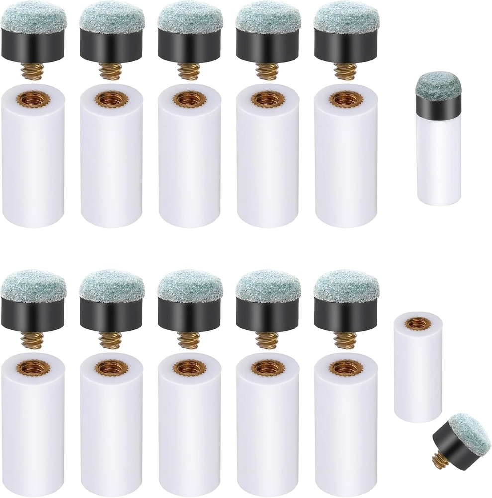 10 Sets Screw on Pool Cue Tips Replacement Billiard Cue Tips with White Pool...