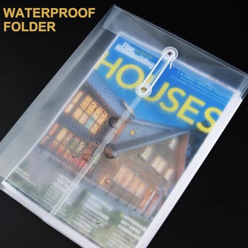 Pack Plastic Envelopes with String Tie Closure,A4 Letter Size, Poly 12 Clear