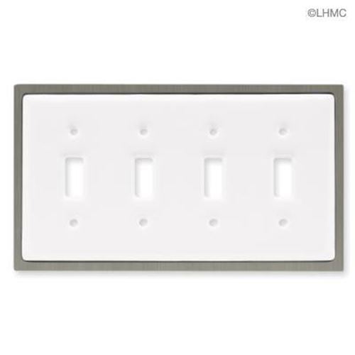 Four Switch Wall Plate - White Ceramic with Chrome