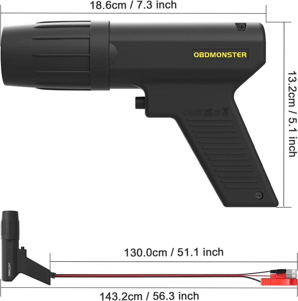 Automotive Timing Light 12V, Inductive Ignition Timing Light Gun for 2&4 Stro...