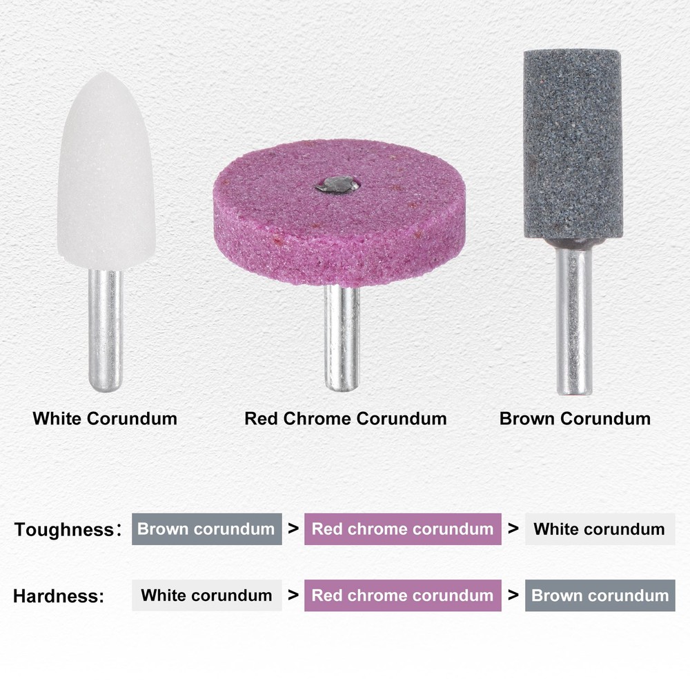 3-Pack Abrasive Mounted Stone Grinding Bits, 1IN(25mm) Dia Point [Gray]