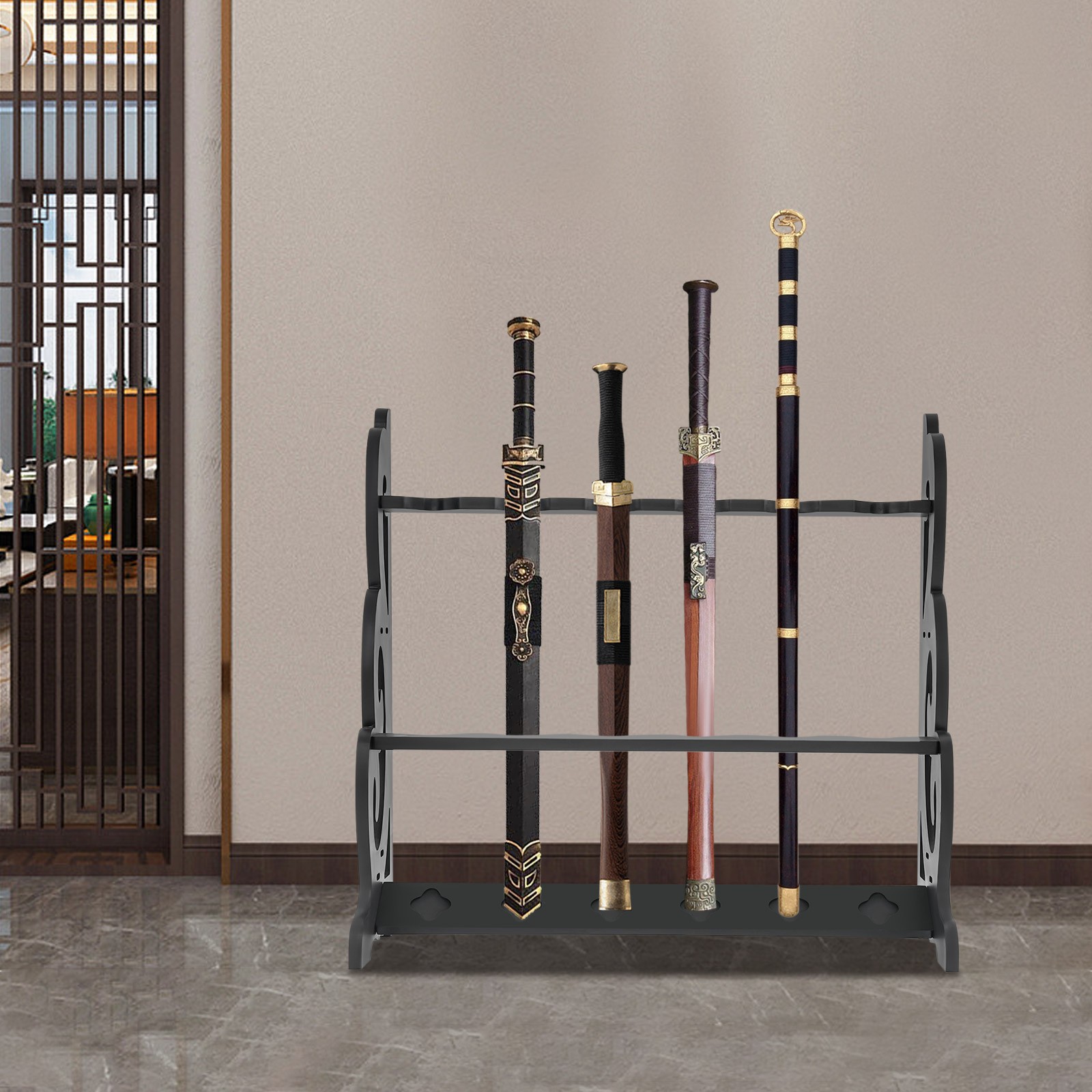 6 Hole Vertical Sword Sword Display Stand Adjustable Large Floor Sword Holder