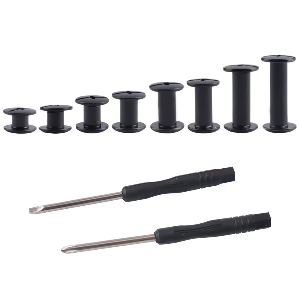 Black Chicago Screws Assorted Kit 110 Sets 8 Sizes Round Flat Head Rivets