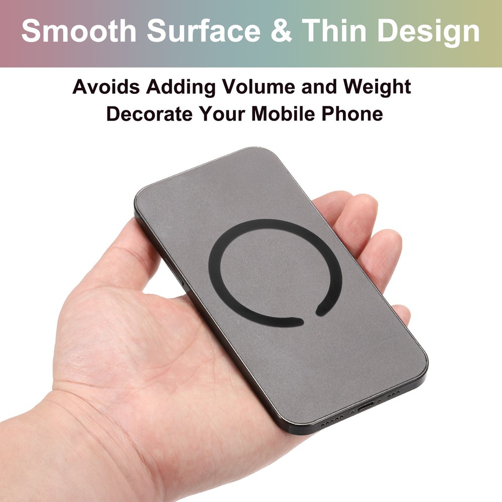 2Pcs Magnetic Sticker Ring, Magnetic Adapter C-shape Ring, Black