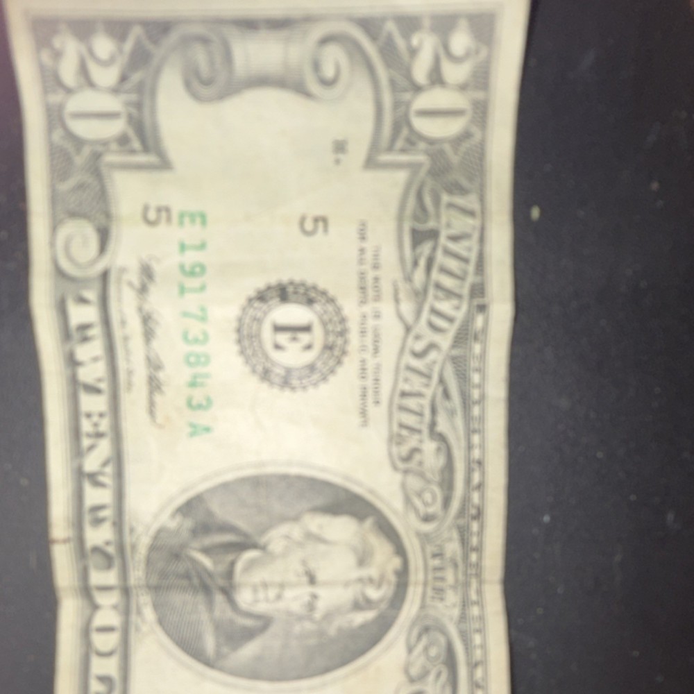 $20 US Paper Money Error Note Misprinted with $5 Features Serial E19173843A