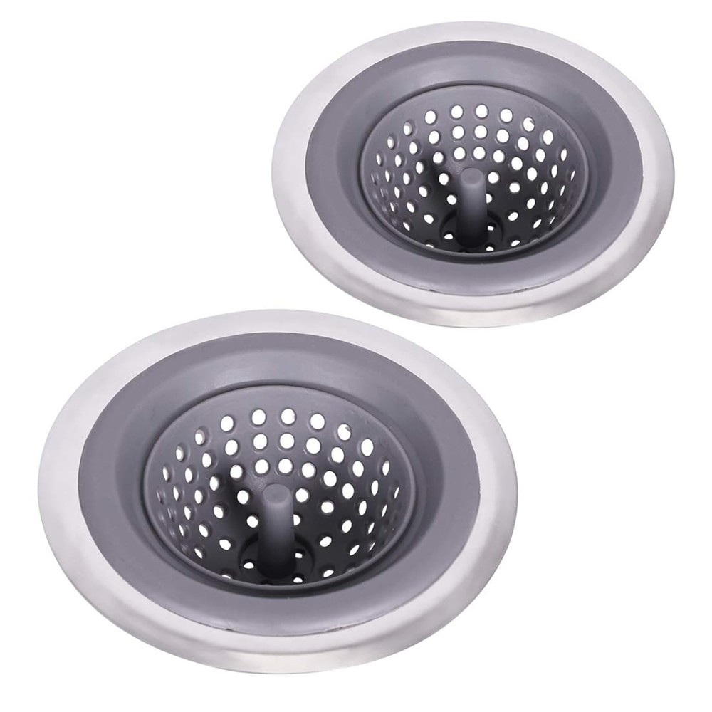 2 Pack Kitchen Sink Drain Strainer Silicone Stainless, Drain Protector,Preven...
