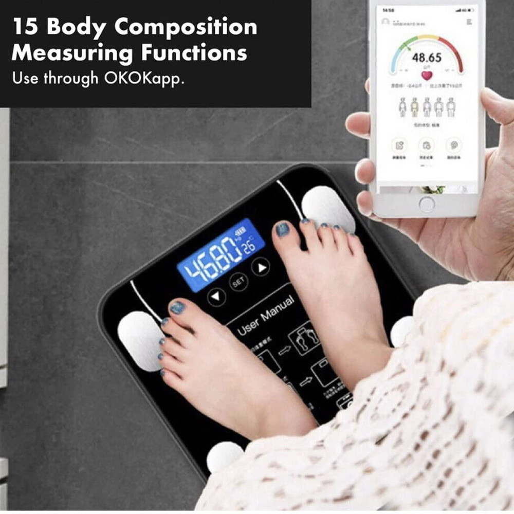 Bluetooth Body Fat Scale, Bathroom Weight Scale Smart Digital Wireless BMI Scale