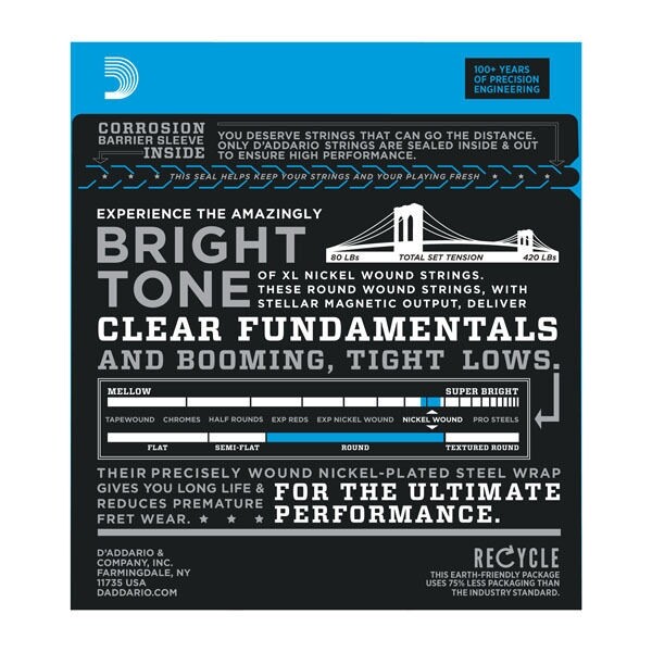D'addario EXL170-5 String Bass Strings Electric Long Scale .045-.130